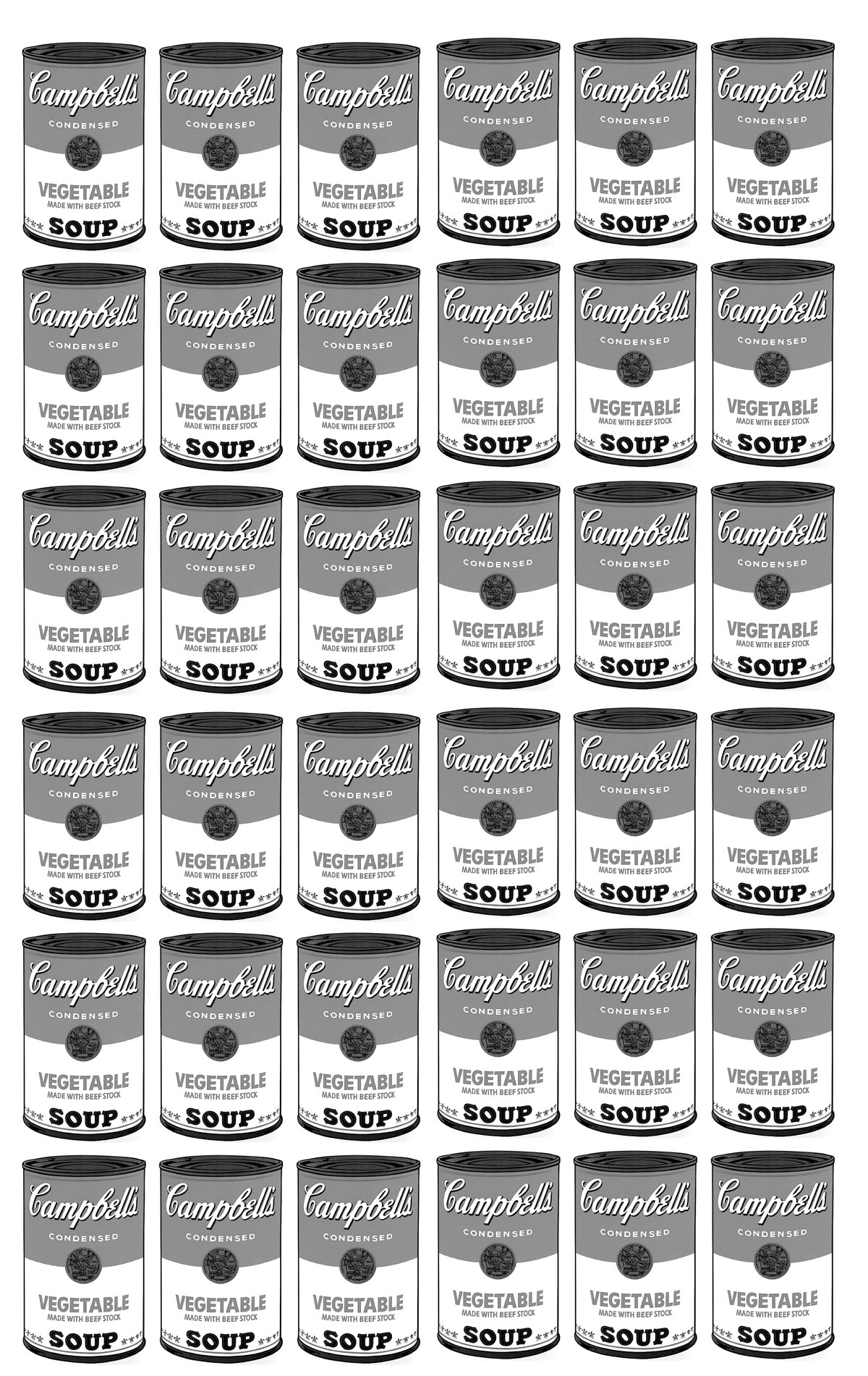Campbell's Soup Cans, par Andy Warhol - Coloriages d'Andy Warhol à imprimer, image size:1200x1901