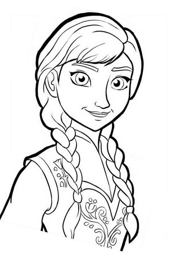 Incroyable coloriage de Anna (La reine des neiges) pour enfants