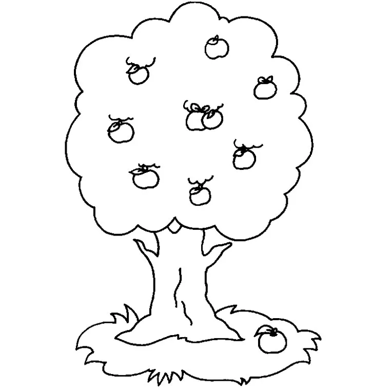 Arbre géant dans une belle prairie (Coloriage à imprimer pour enfants)