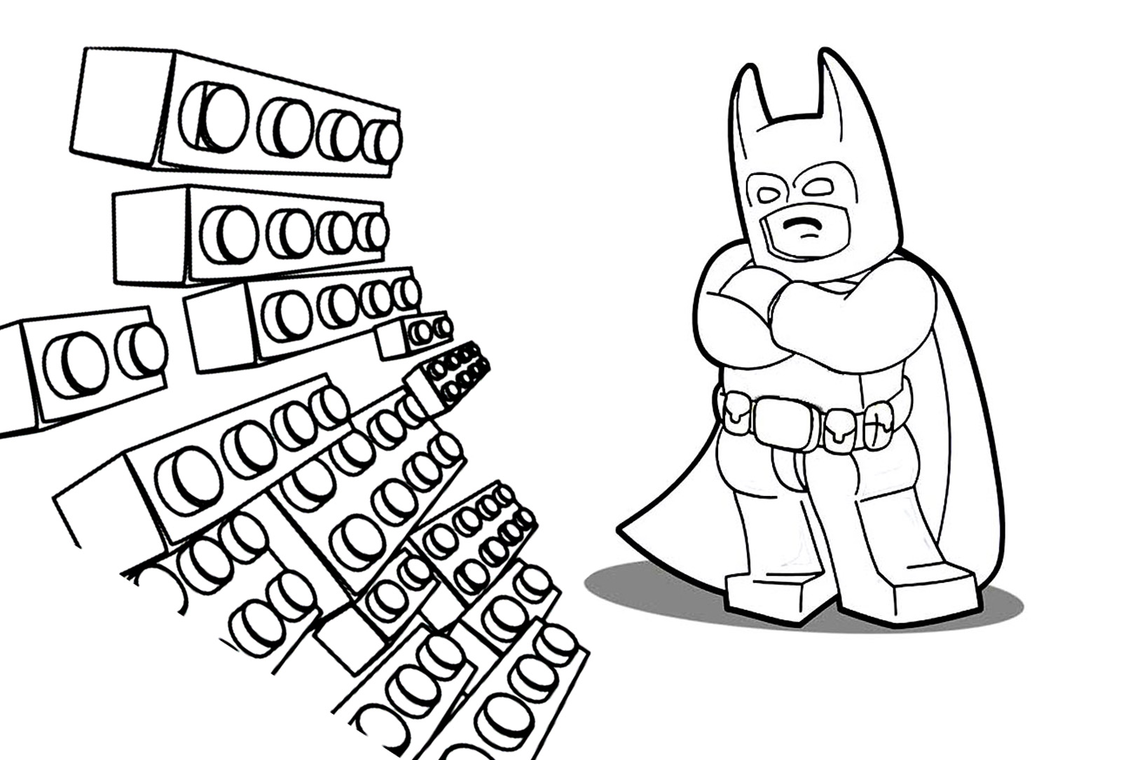 Lego Batman avec des briques, à colorier