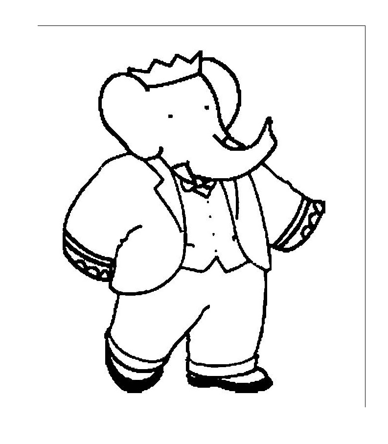 Image de l'éléphant Babar à imprimer et colorier