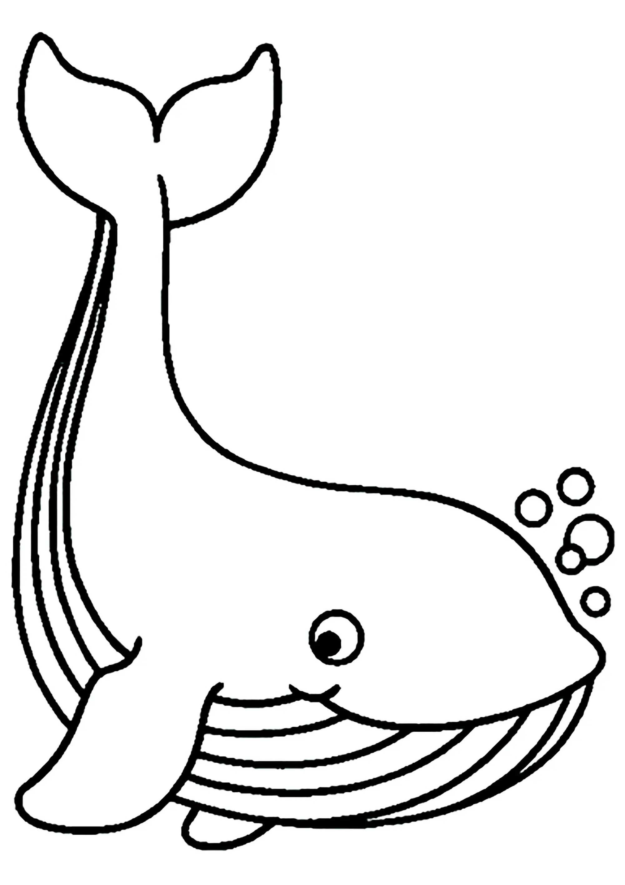 Grande baleine qui fait des bulles (Coloriage à imprimer pour enfants)