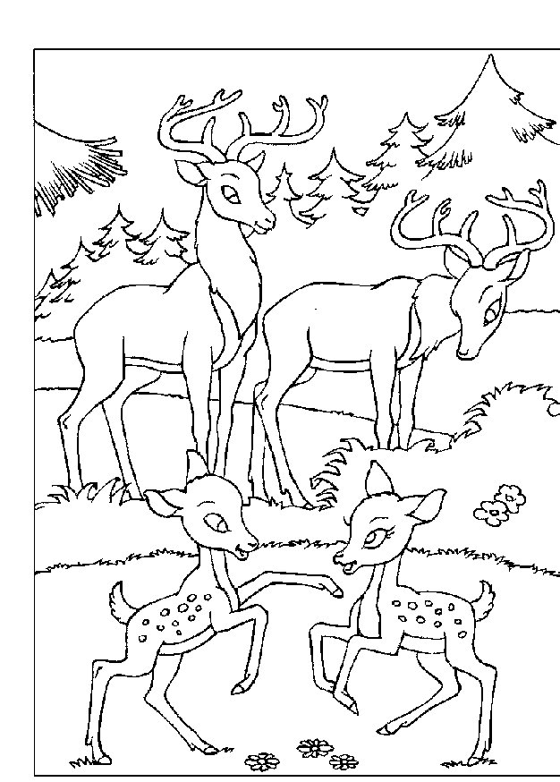 Joli coloriage simple de Bambi, pour les plus petits