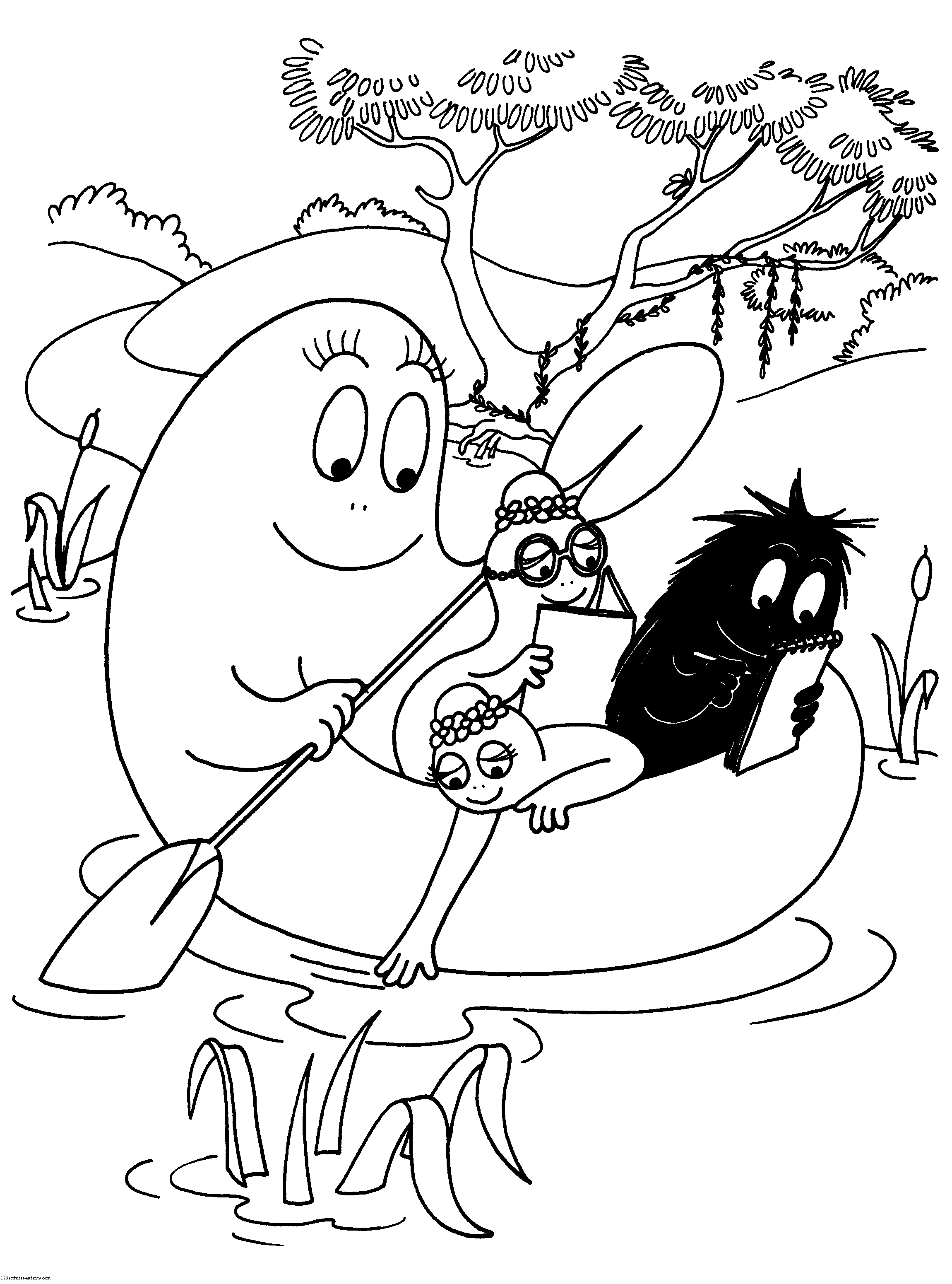 Barbapapa bateau (Coloriage à imprimer pour enfants)