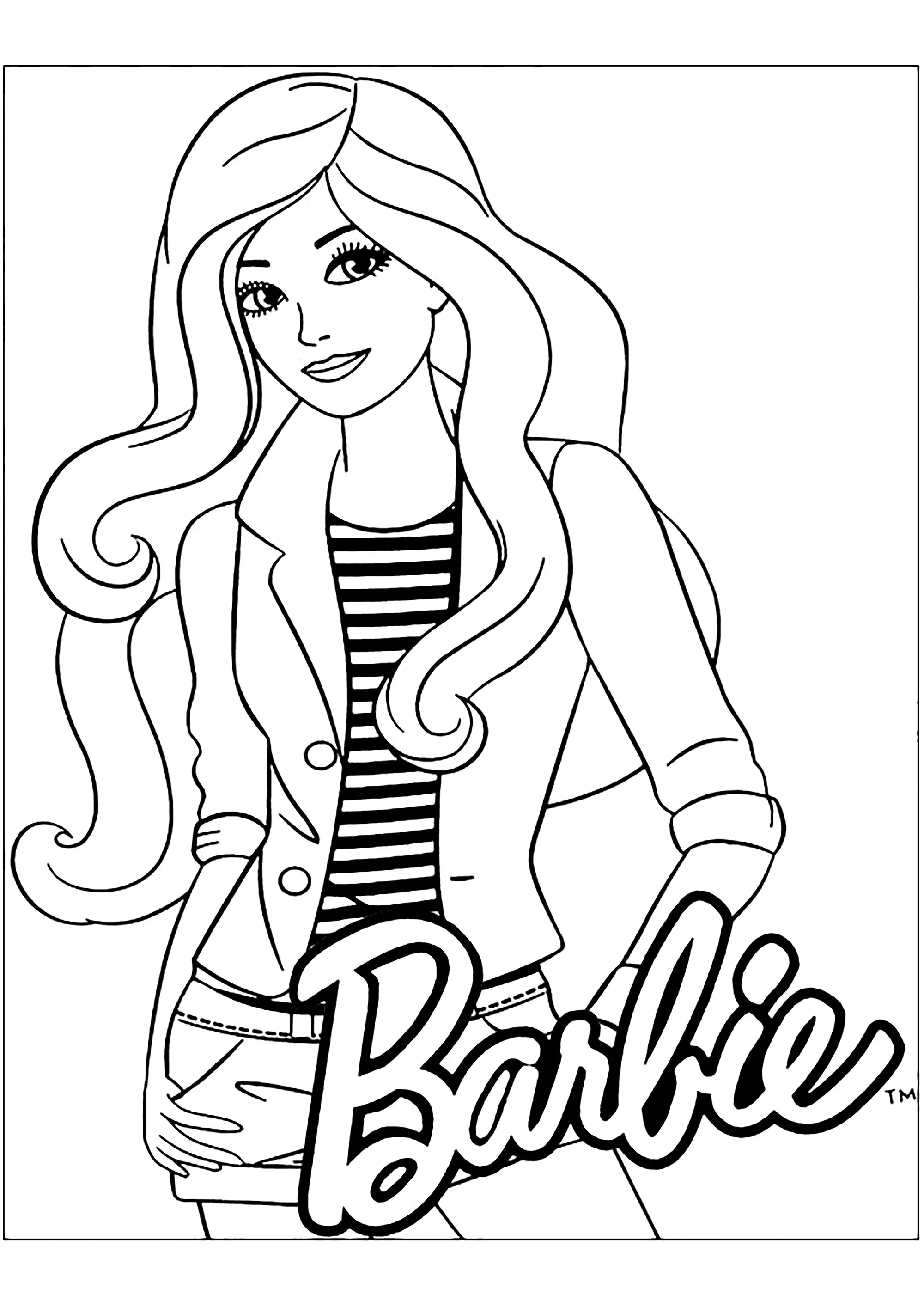 Barbie élégante (Coloriage à imprimer pour enfants)