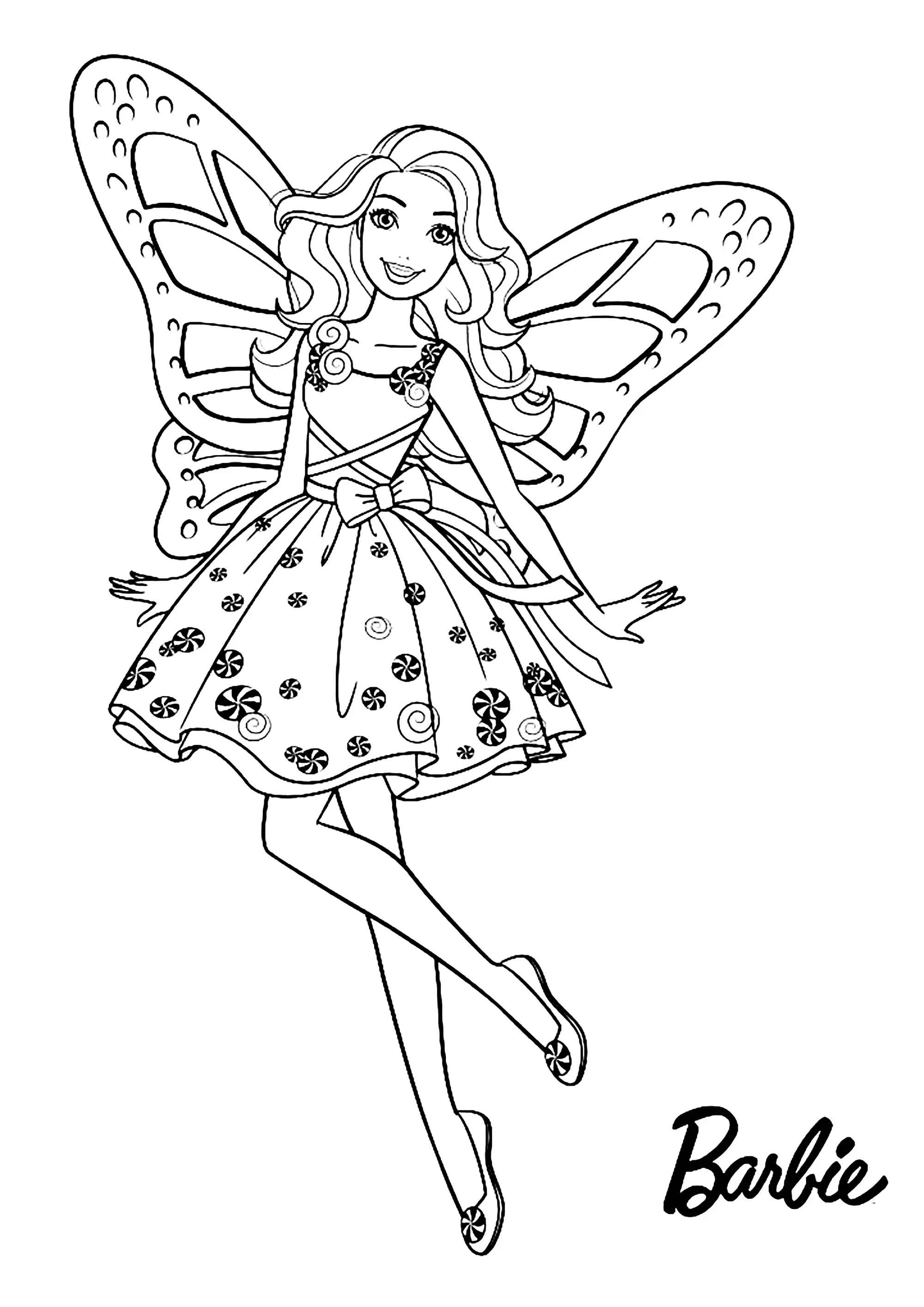Barbie papillon (Coloriage à imprimer pour enfants)