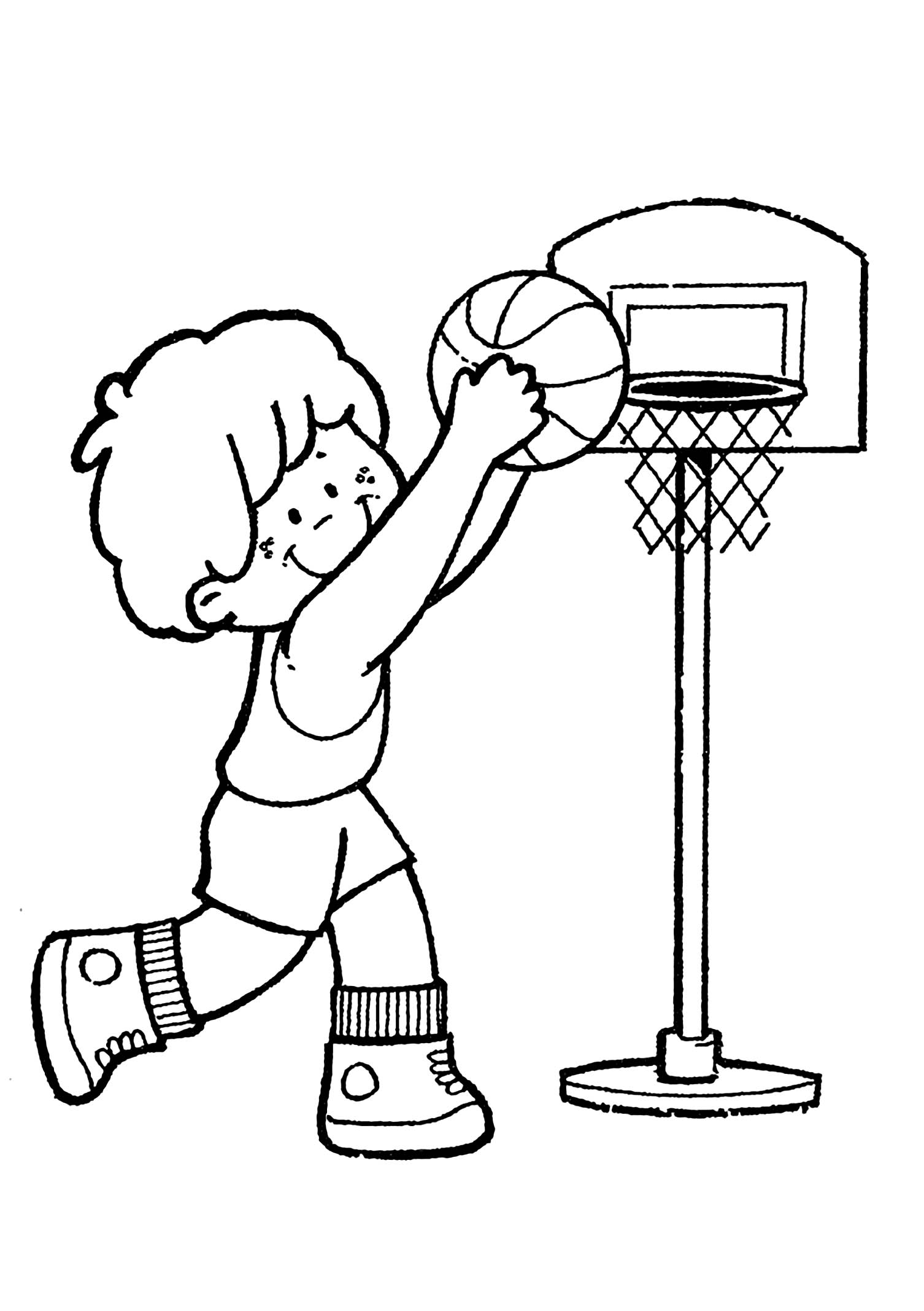 Préparez vos crayons et feutres pour colorier ce coloriage de basketball