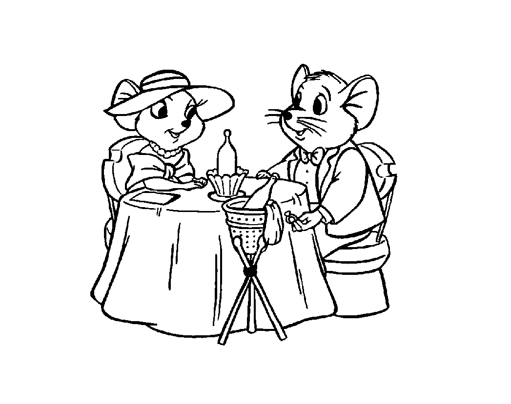 Simple coloriage de Bernard et Bianca pour enfants