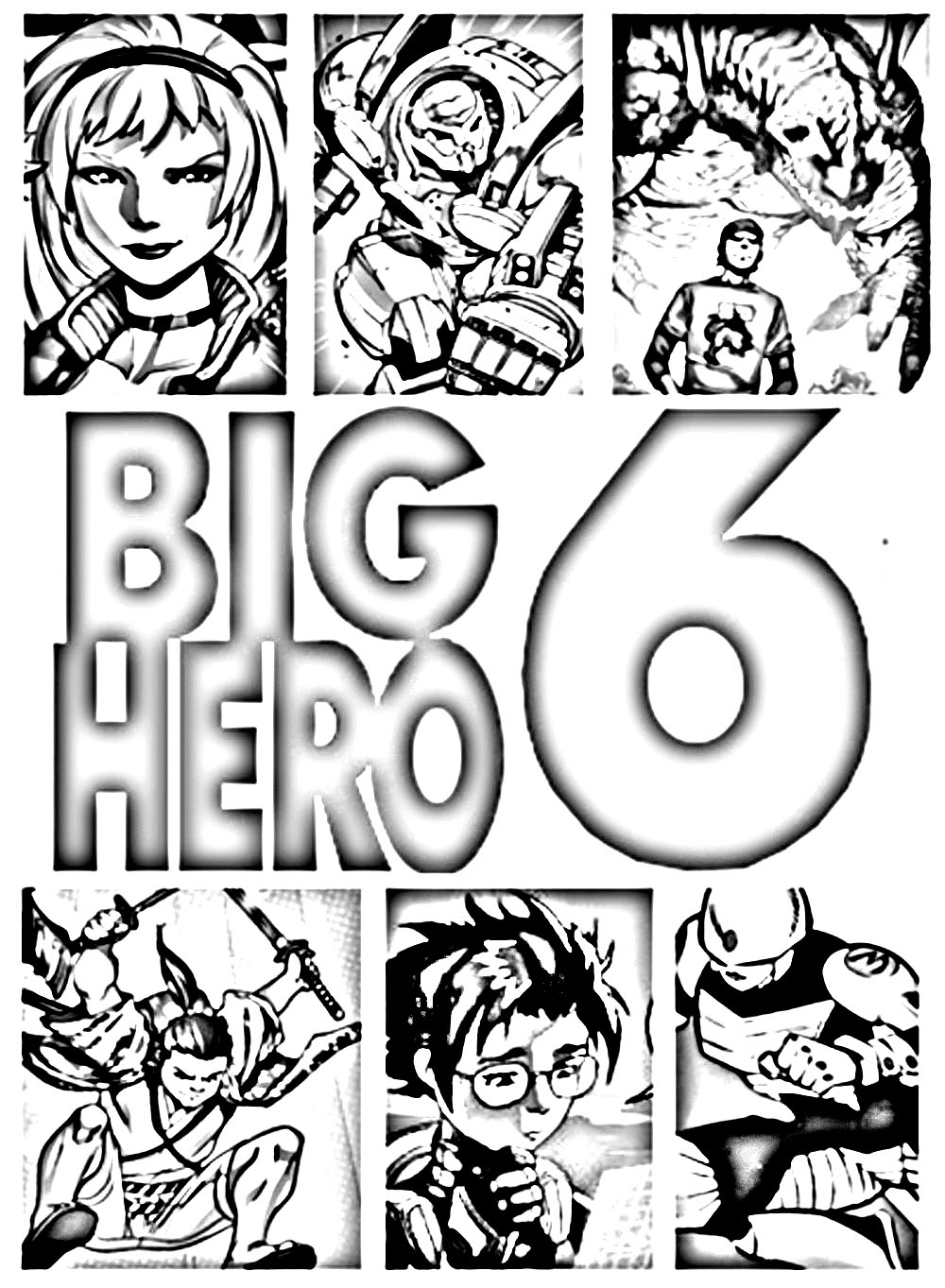 Couverture comic book Big Hero 6 à colorier