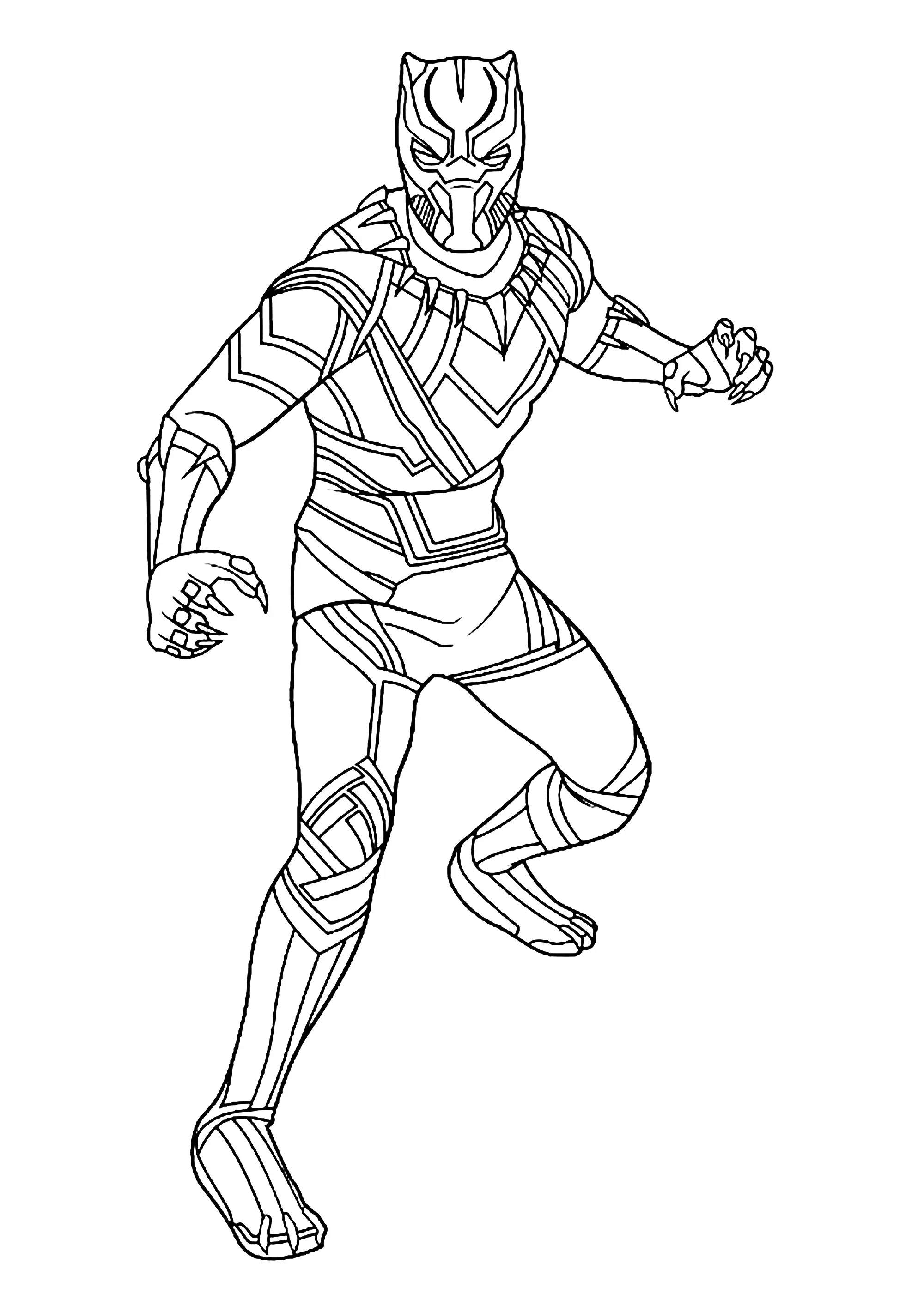 Black Panther et son armure incroyable (Coloriage à imprimer pour enfants)