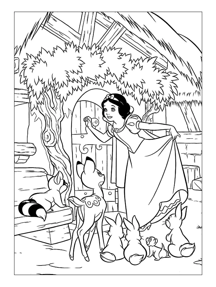 Blanche neige - 11 (Coloriage de Blanche-Neige et les Sept Nains à imprimer pour enfants)