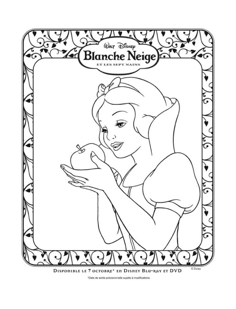 Blanche neige - 3 (Coloriage de Blanche-Neige et les Sept Nains à imprimer pour enfants)