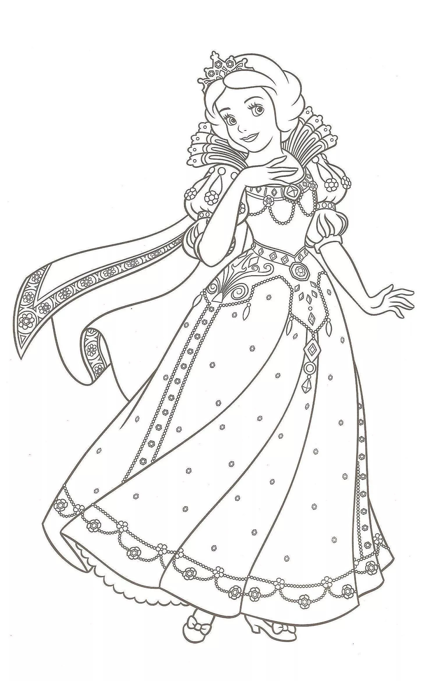 Blanche neige - 4 (Coloriage de Blanche-Neige et les Sept Nains à imprimer pour enfants)