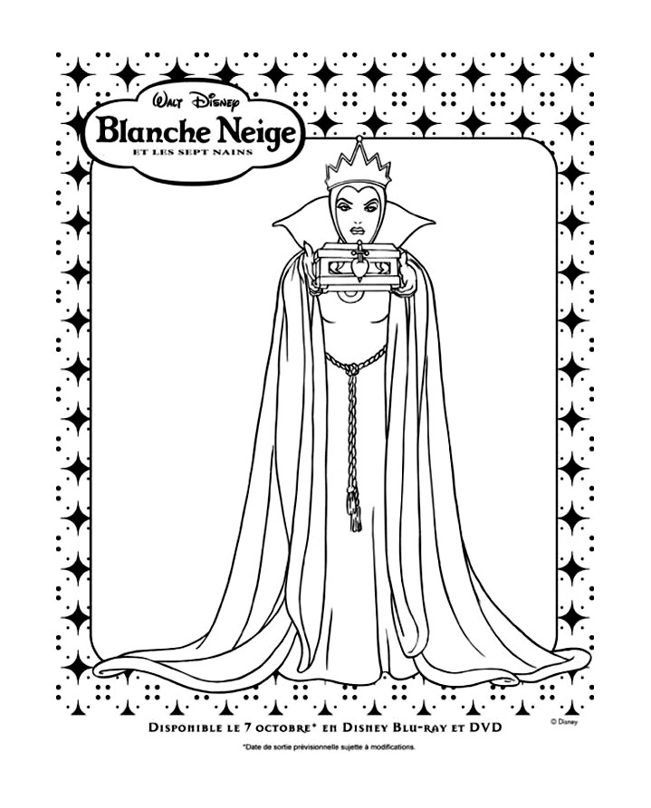 Coloriage de la méchante reine du royaume de Blanche Neige