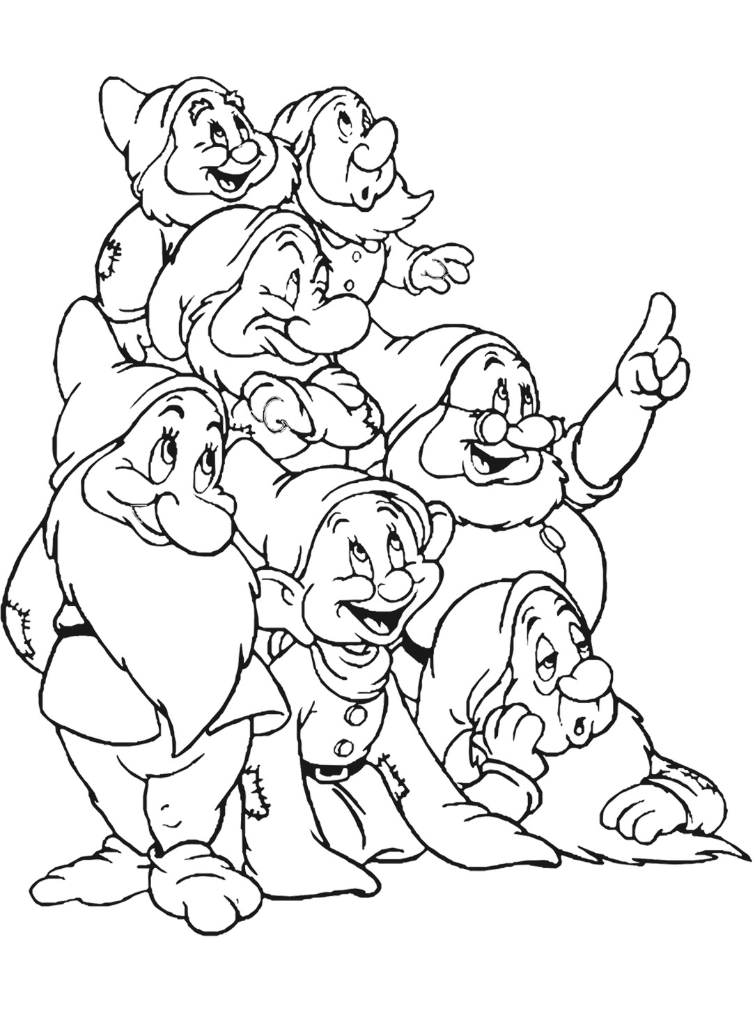 Image des sept nains à colorier