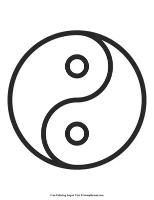 Coloriage simple des symboles Yin et yang (Bouddhisme)