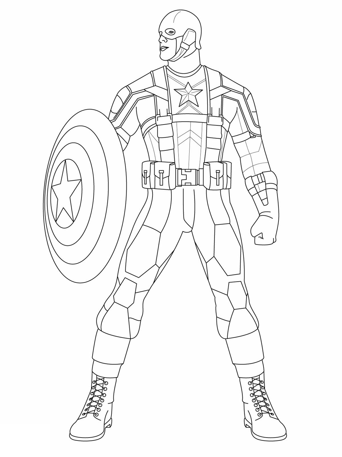 Simple coloriage de Captain America pour enfants