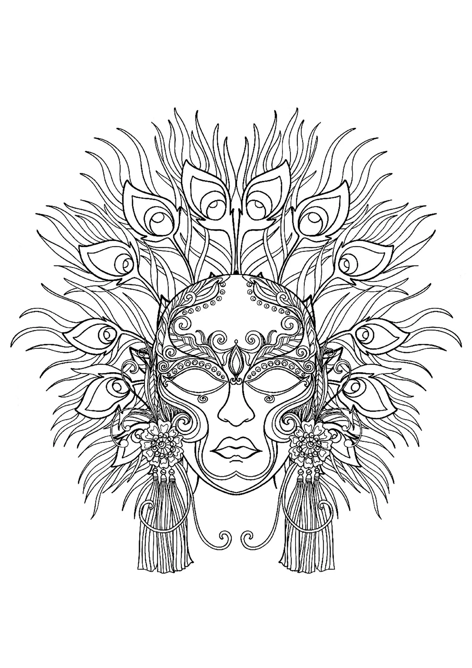 Superbe masque du Carnaval de Venise (Coloriage à imprimer pour enfants)
