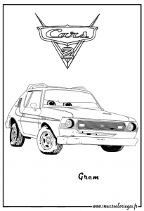 Coloriage de Cars 2 pour enfants