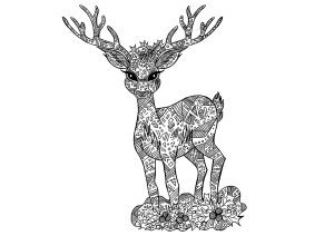 Cerf et jolis motifs à colorier