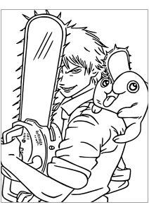 Coloriage de Chainsaw Man à imprimer pour enfants : Chainsaw-man-3