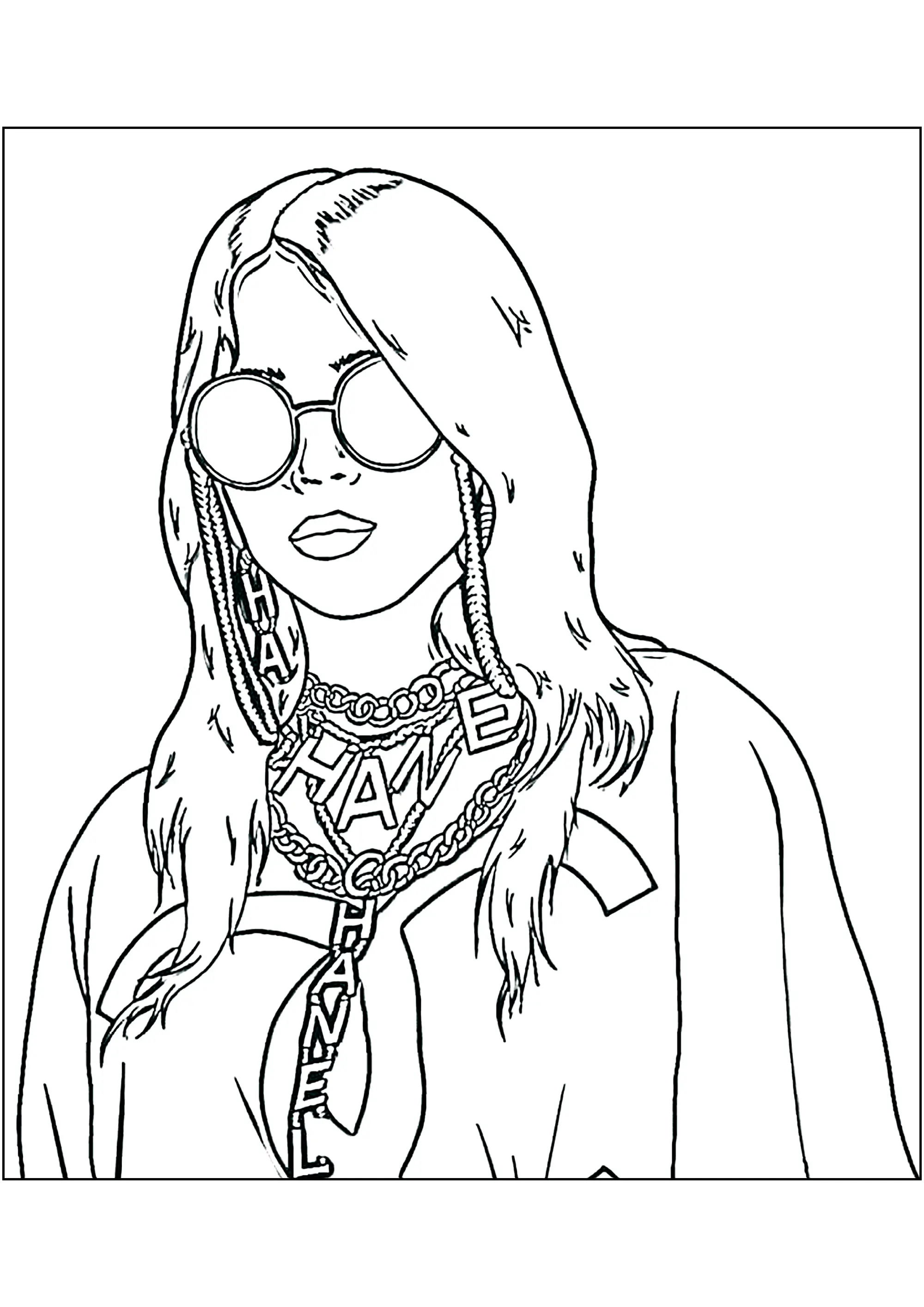 Billie Eilish à colorier (Chanteurs et chanteuses célèbres)