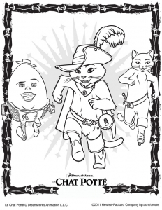 Coloriage de Le Chat potté gratuit à colorier