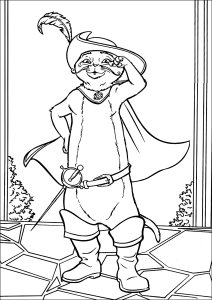 Le courageux félin au chapeau (Coloriage de Le Chat Potté)
