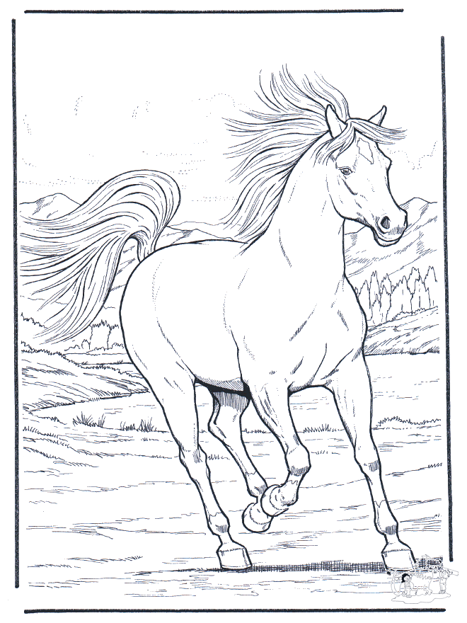 Cheval au galop (Coloriage de Chevaux à imprimer pour enfants)