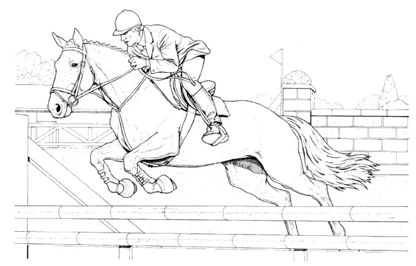 Cheval de course (Coloriage de Chevaux à imprimer pour enfants)