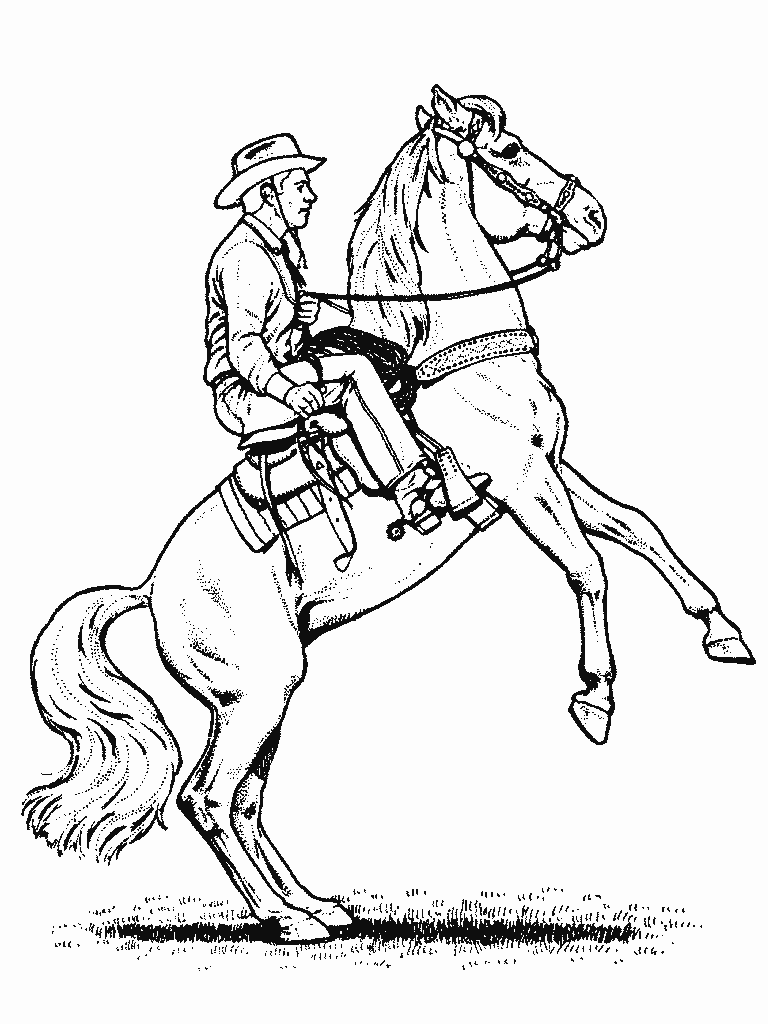 Cow boy et cheval à imprimer et colorier