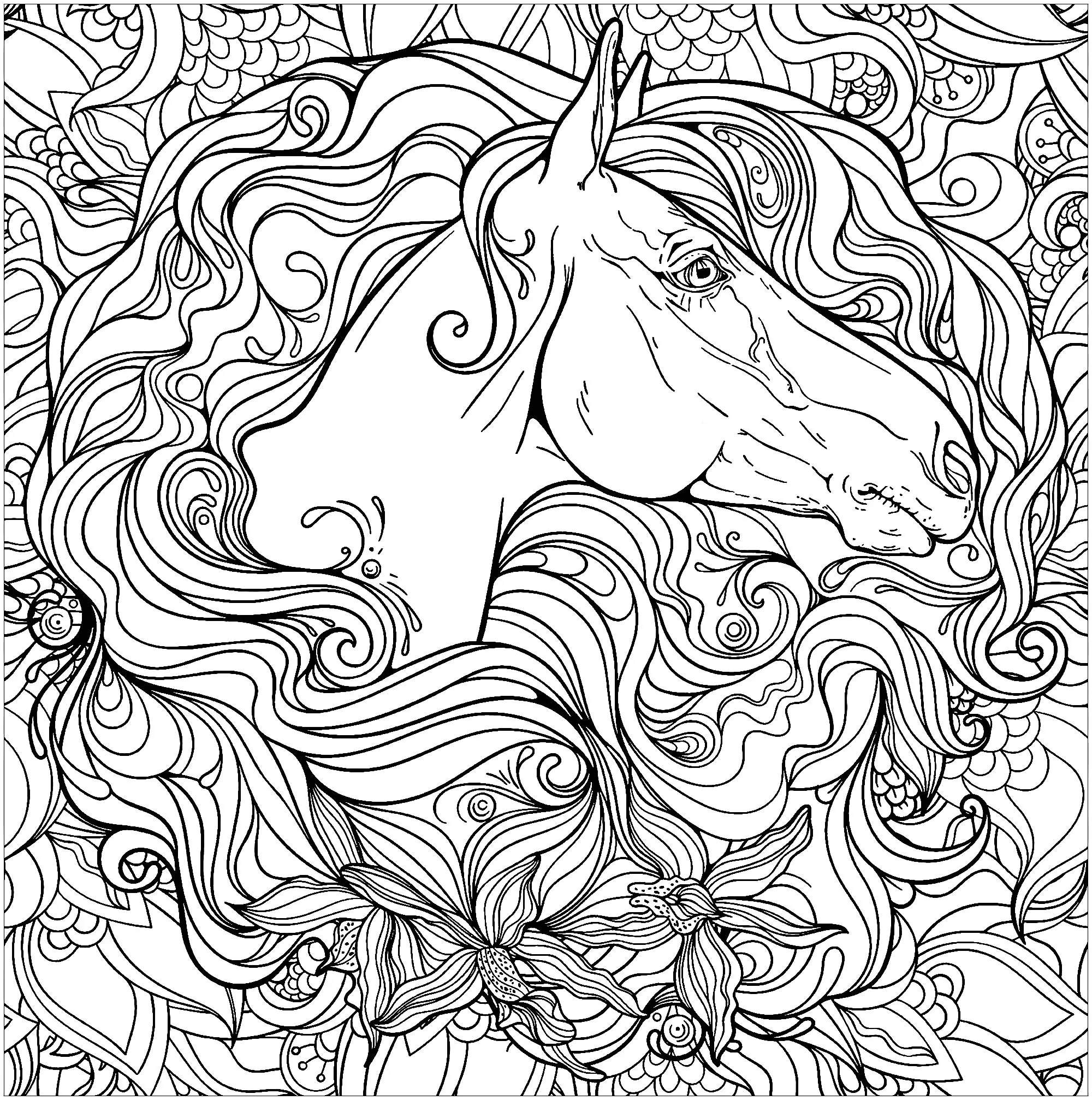 Un si joli cheval (Coloriage de Chevaux à imprimer pour enfants)