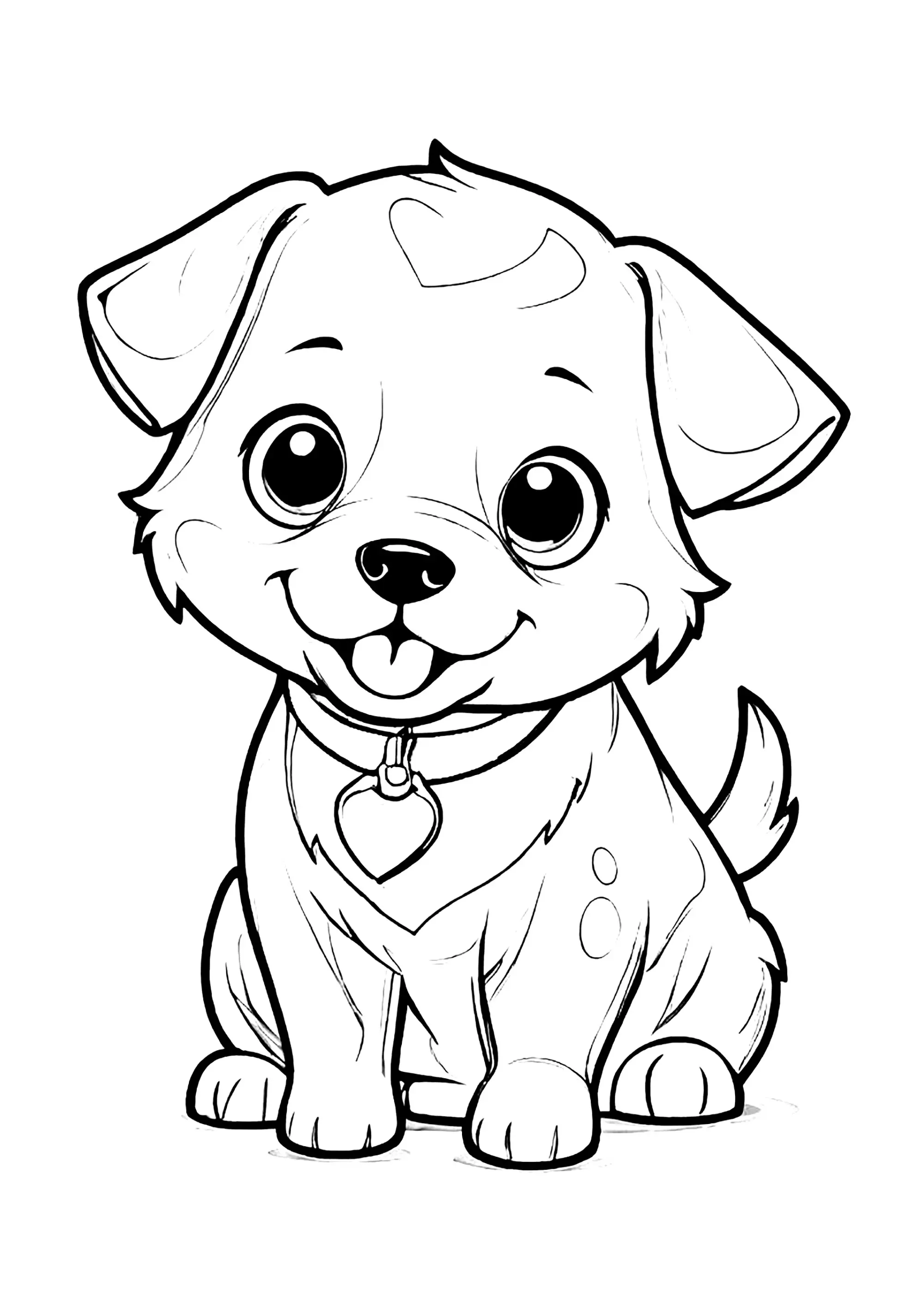 Petit chient souriant (Coloriage de Chiens à imprimer pour enfants)