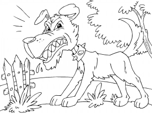 Coloriage de chien furieux