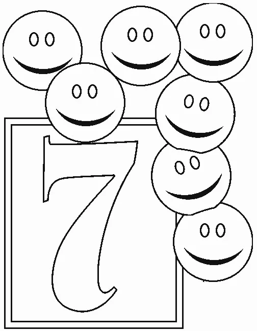 Nombre - 07 (Coloriage de Chiffres à imprimer pour enfants)