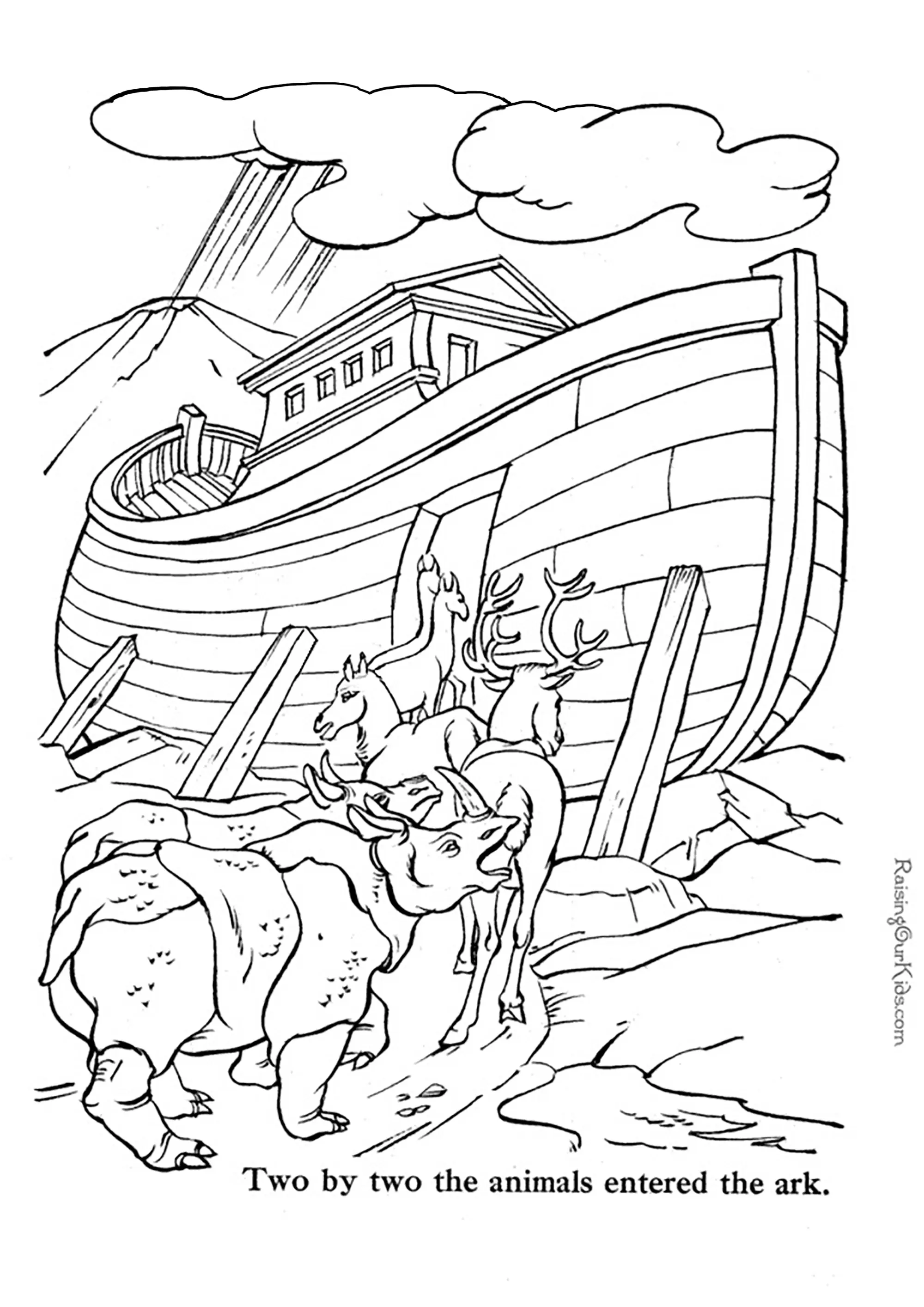 L'arche de Noé (Coloriage de Christianisme à imprimer pour enfants)