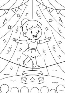 La petite funambule (Coloriage de Cirque)