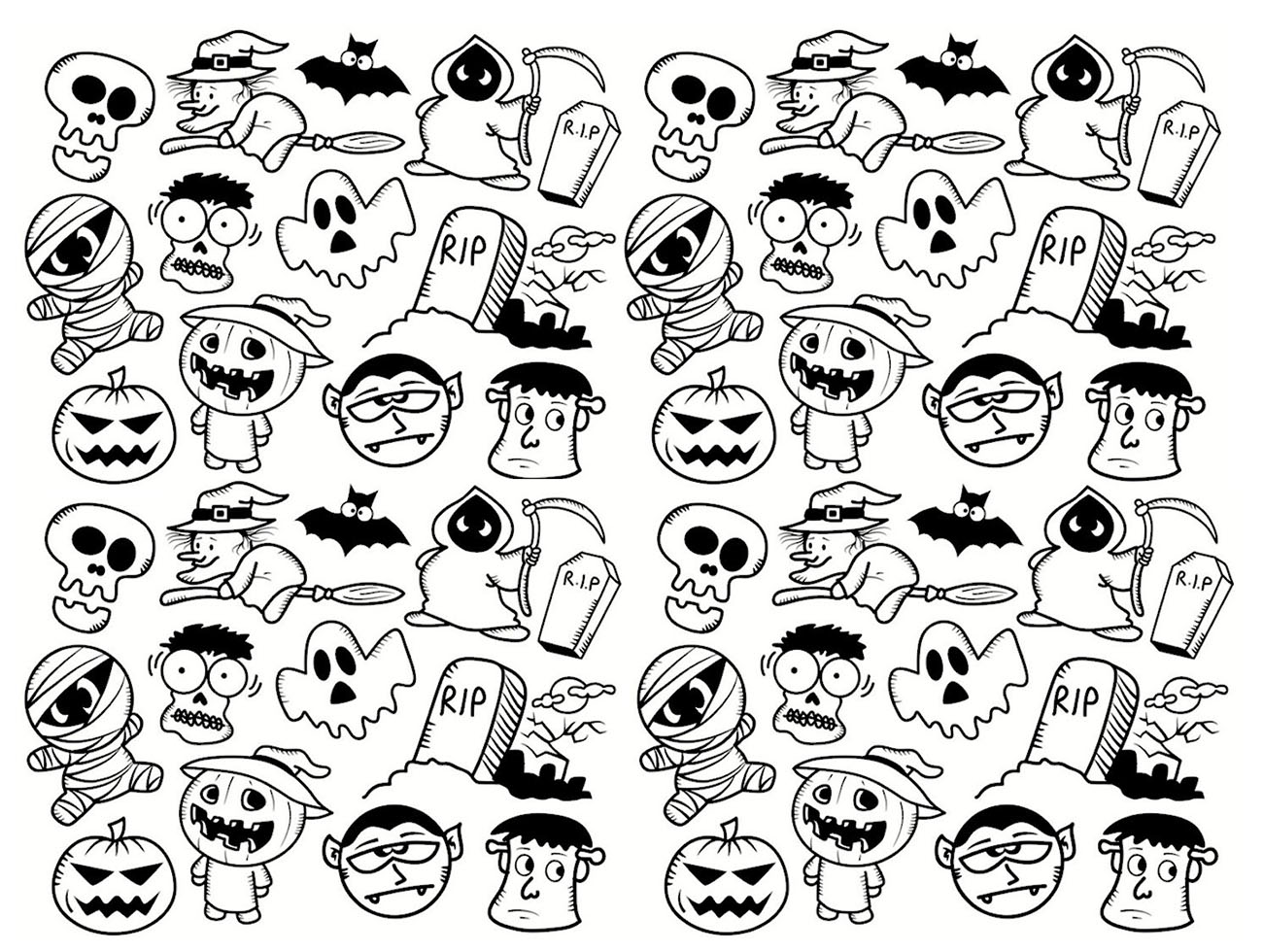 Coloriage sympa de Halloween à imprimer et colorier