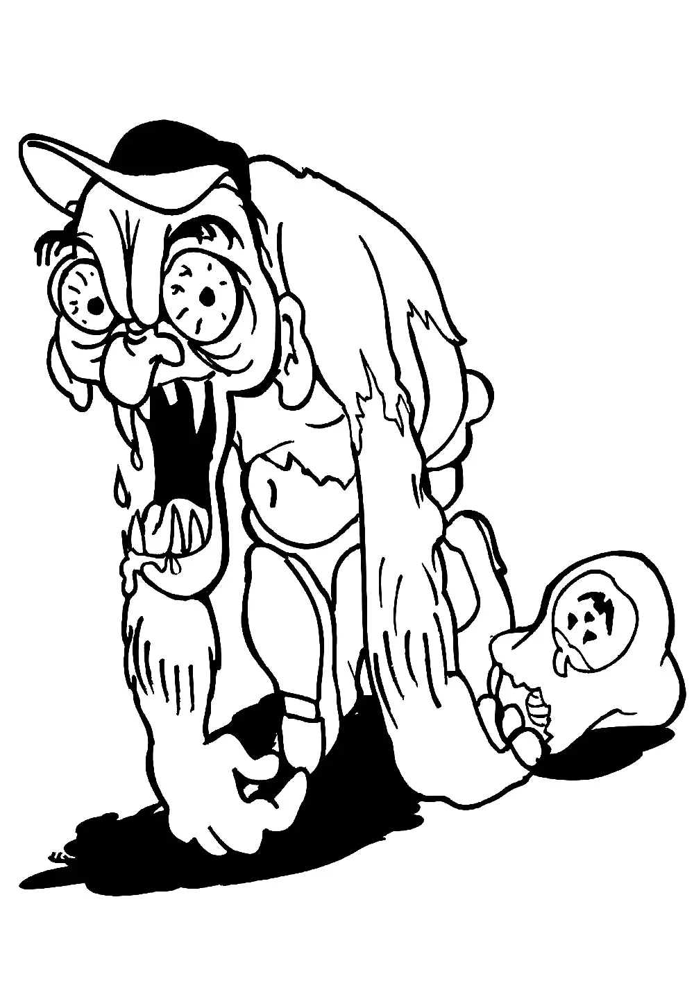 Drôle de Zombie (Coloriage d'Halloween à imprimer pour enfants)