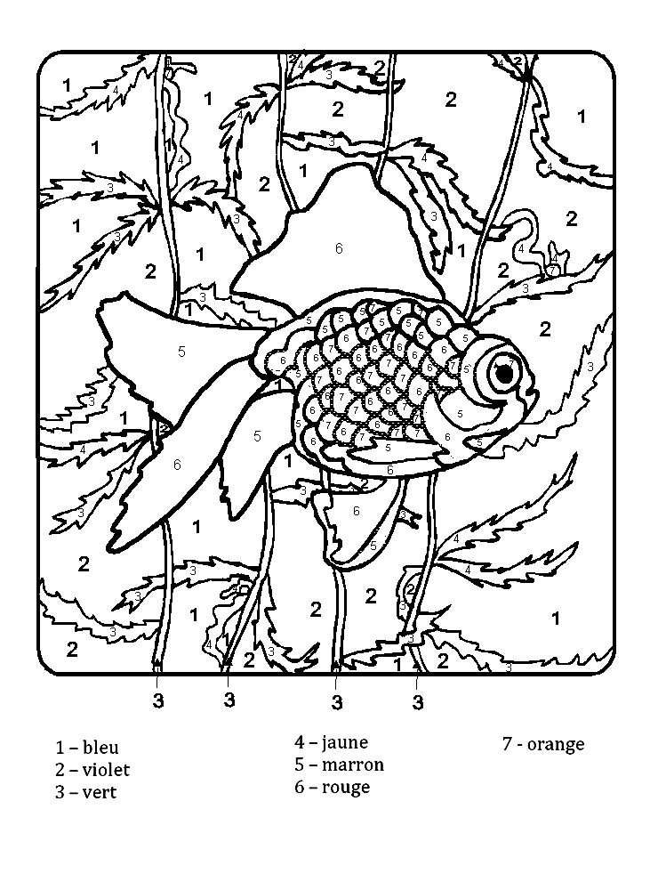 Coloriage magique par numéros poisson
