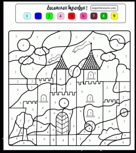 Coloriage magique avec un château de conte de fée