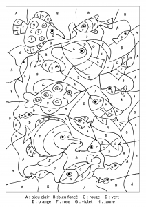 Coloriage magique lettres poissons