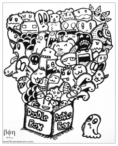 Coloriage complexe adulte doodle box par bon arts gratuit a imprimer