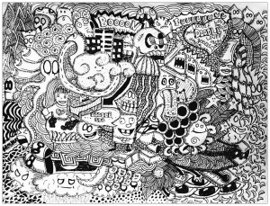 Coloriage complexe adulte doodle lover par bon arts gratuit a imprimer