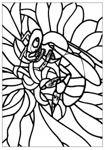 Coloriage pour adulte difficile adulte abeille style vitrail gratuit a imprimer