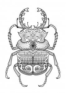Coloriage pour adulte difficile zentangle scarabee par bimdeedee gratuit a imprimer