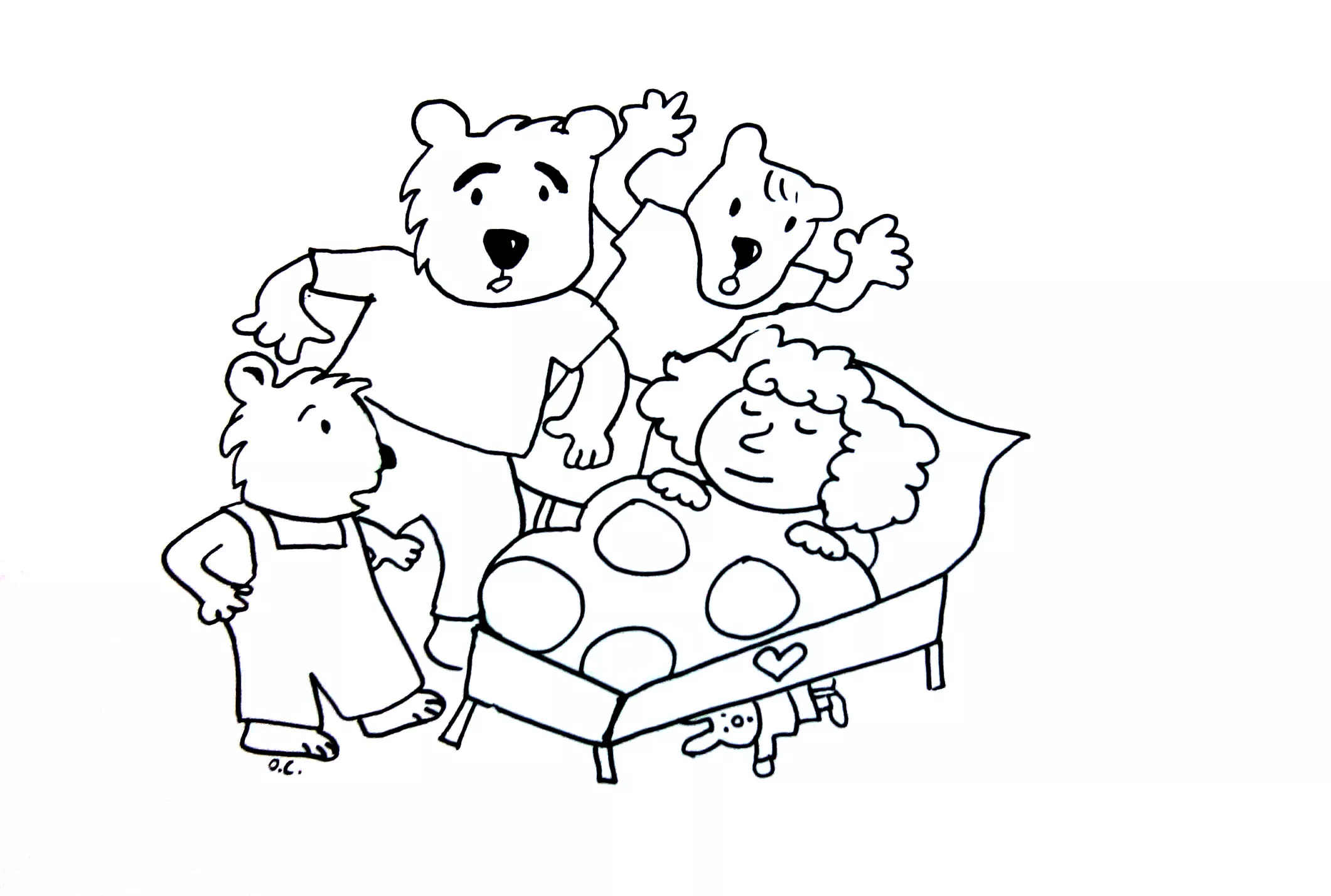 Boucle d'or et les trois ours (Coloriage de Disney à imprimer pour enfants)