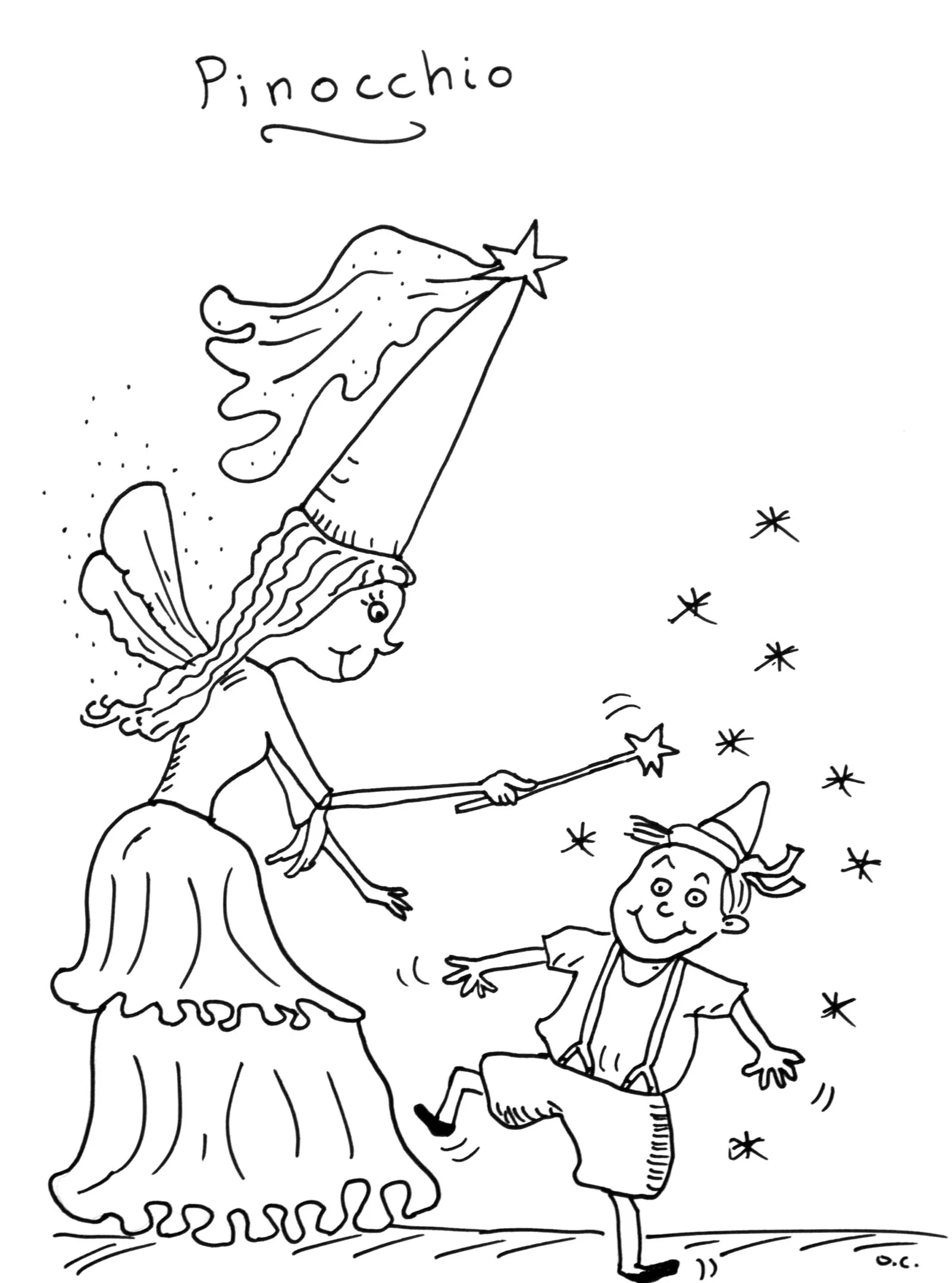 Pinocchio (facile) (Coloriage de Contes classiques à imprimer pour enfants)