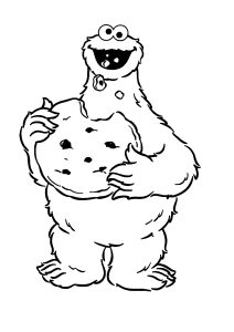 Coloriage de Cookie Monster à imprimer pour enfants : Un énorme cookie