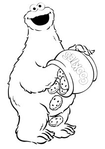 Coloriage de à imprimer pour enfants : Cookie Monster a faim